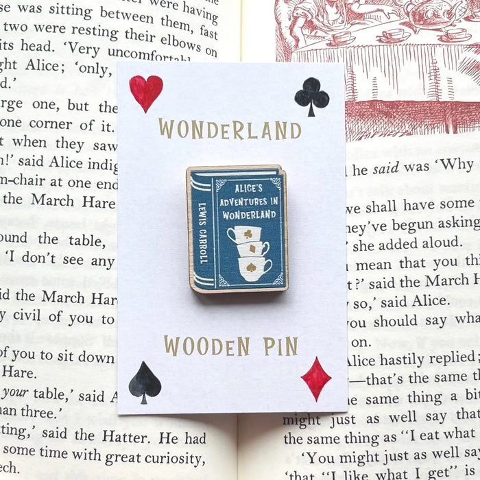 Alice's Adventures in Wonderland Book Wooden Pin