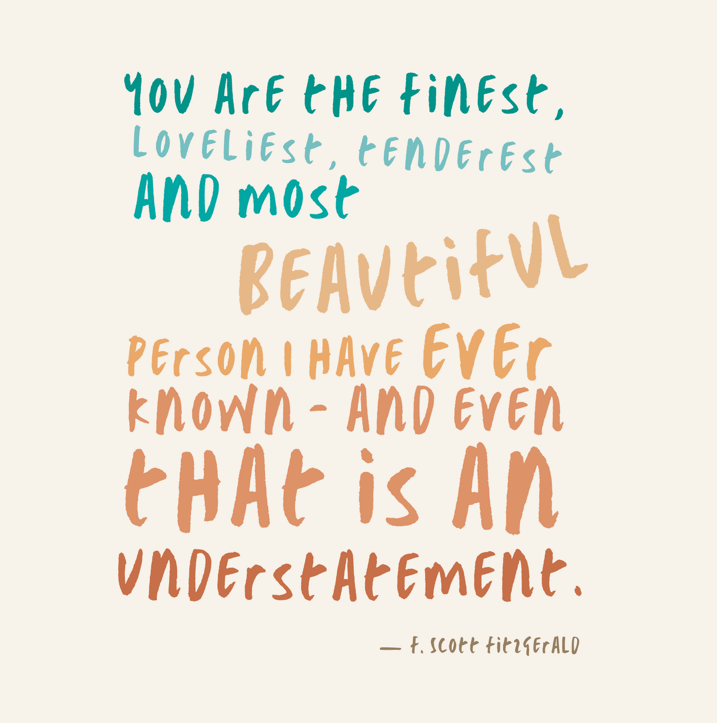 You are Most Beautiful - F. Scott Fitzgerald Quote Card – The Library ...